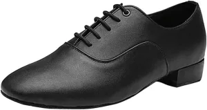 TDA Men's Classic Lace-up Black Leather Tango Ballroom Salsa Latin Dance Wedding Shoes 11 M US