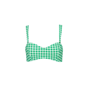 The Isla Bikini Top - Bright Green Gingham
