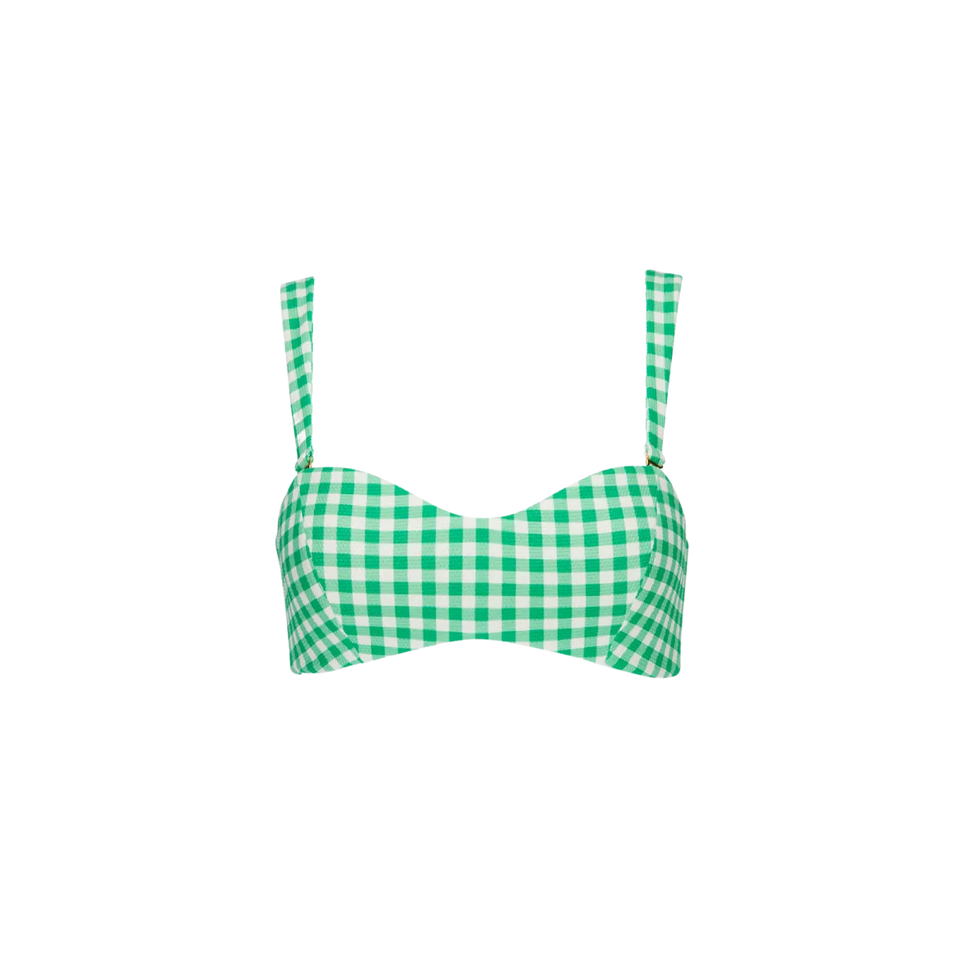 The Isla Bikini Top - Bright Green Gingham