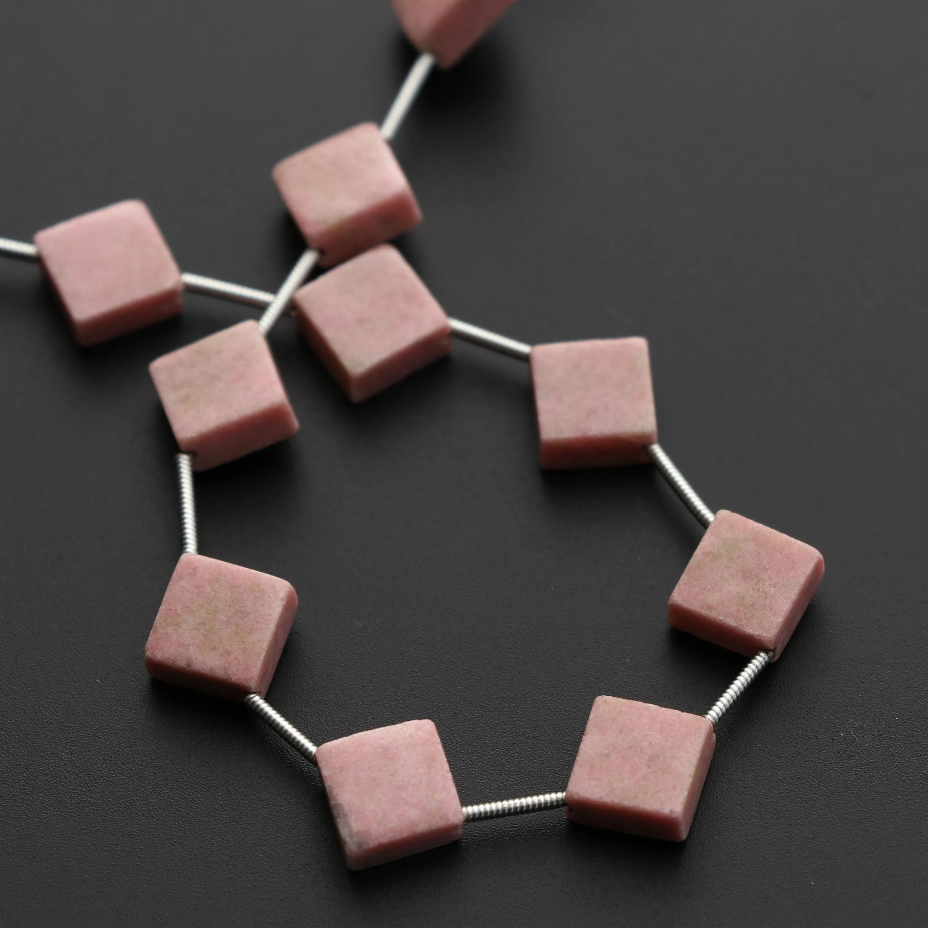 Thulite Smooth Square Flat Thulite Square - 9x9x4 mm - Thulite Jewelry Making Beads, 8 Inch/ 20 Cm Full Strand, Price Per Strand