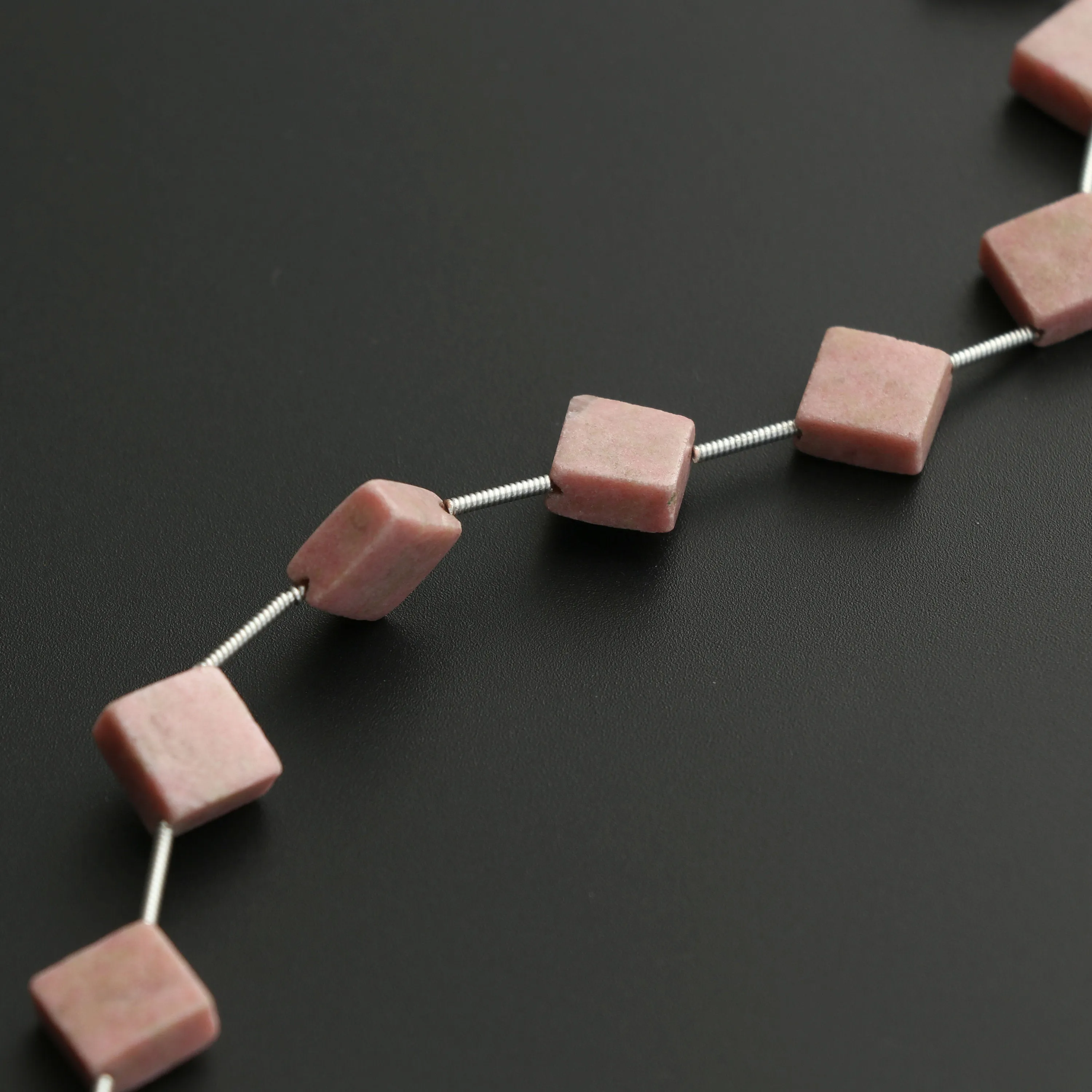 Thulite Smooth Square Flat Thulite Square - 9x9x4 mm - Thulite Jewelry Making Beads, 8 Inch/ 20 Cm Full Strand, Price Per Strand