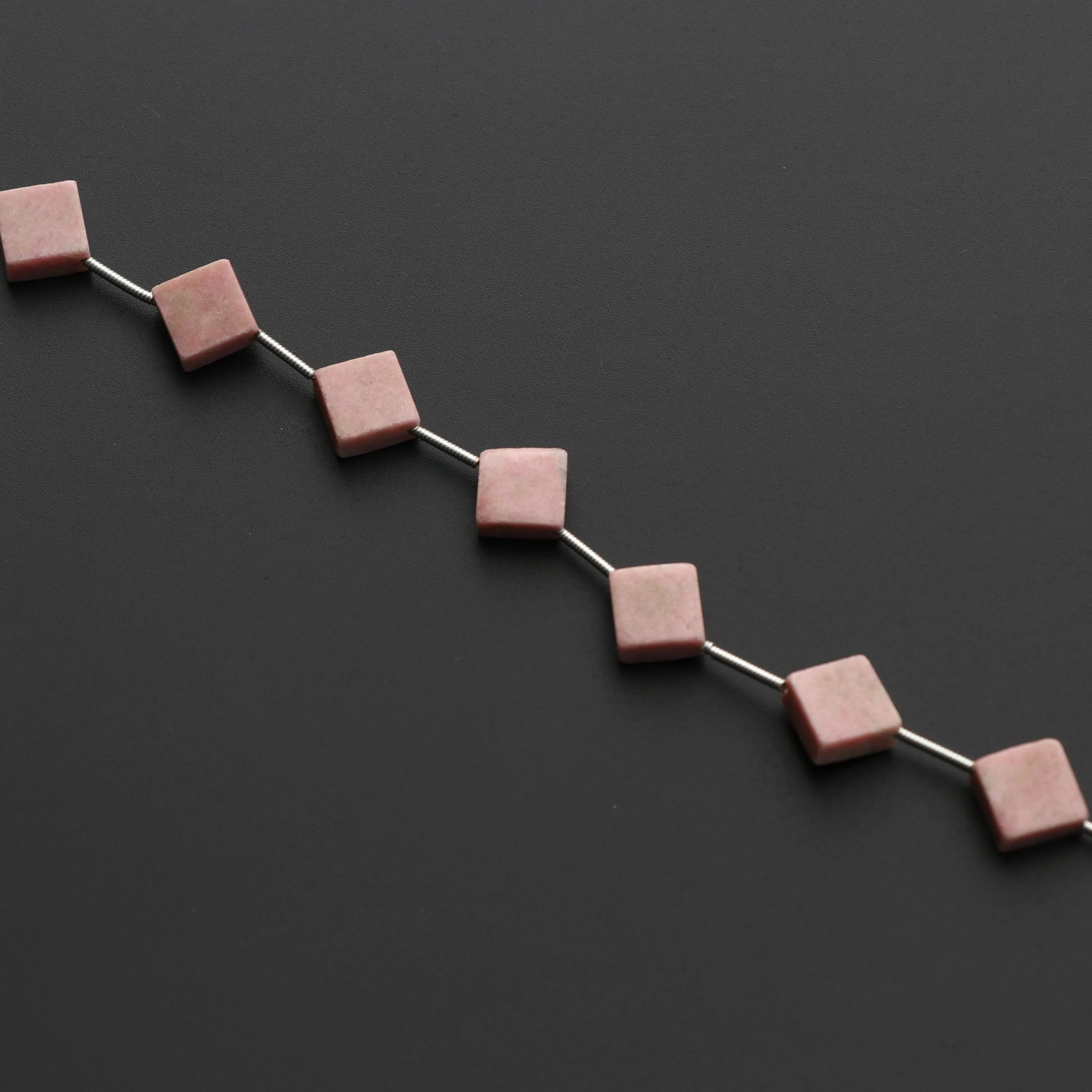 Thulite Smooth Square Flat Thulite Square - 9x9x4 mm - Thulite Jewelry Making Beads, 8 Inch/ 20 Cm Full Strand, Price Per Strand