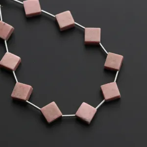 Thulite Smooth Square Flat Thulite Square - 9x9x4 mm - Thulite Jewelry Making Beads, 8 Inch/ 20 Cm Full Strand, Price Per Strand