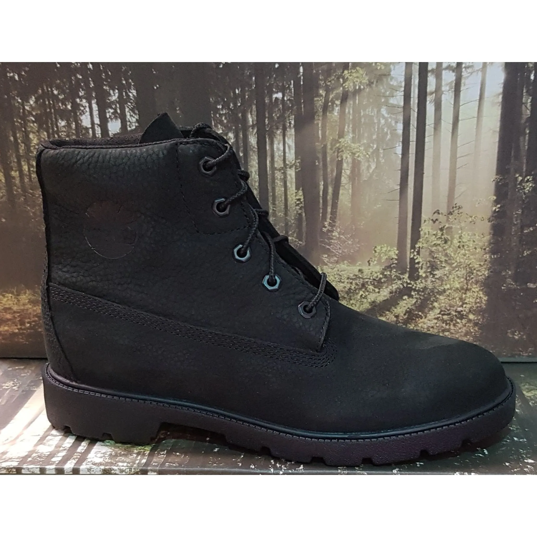 Timberland 6 inch boot youth black leather waterproof