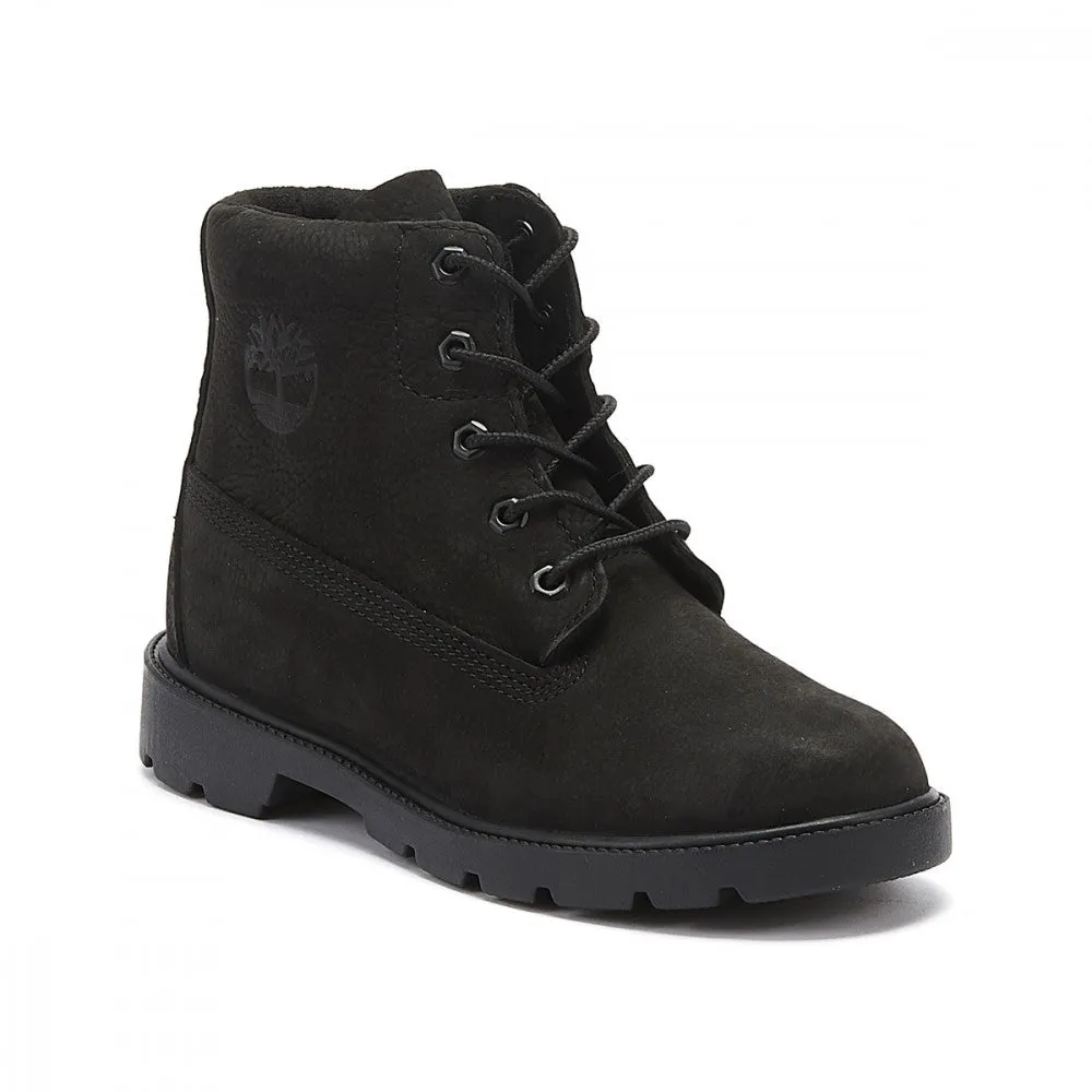 Timberland 6 inch boot youth black leather waterproof
