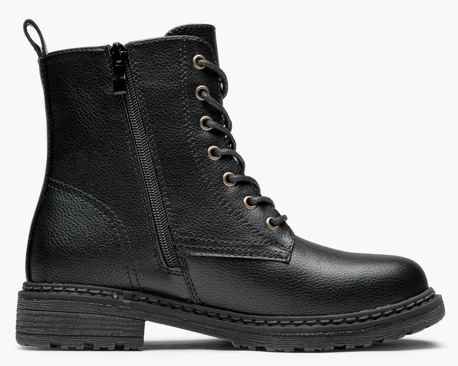 Vepose Womens Combat Ankle Boots Lace up Classic Short Low Heel Zipper 9623 Booties