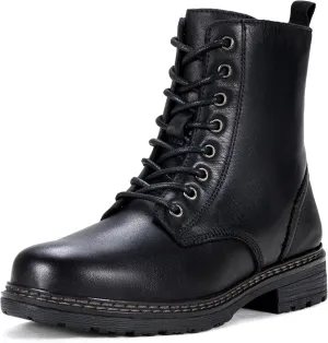 Vepose Womens Combat Ankle Boots Lace up Classic Short Low Heel Zipper 9623 Booties