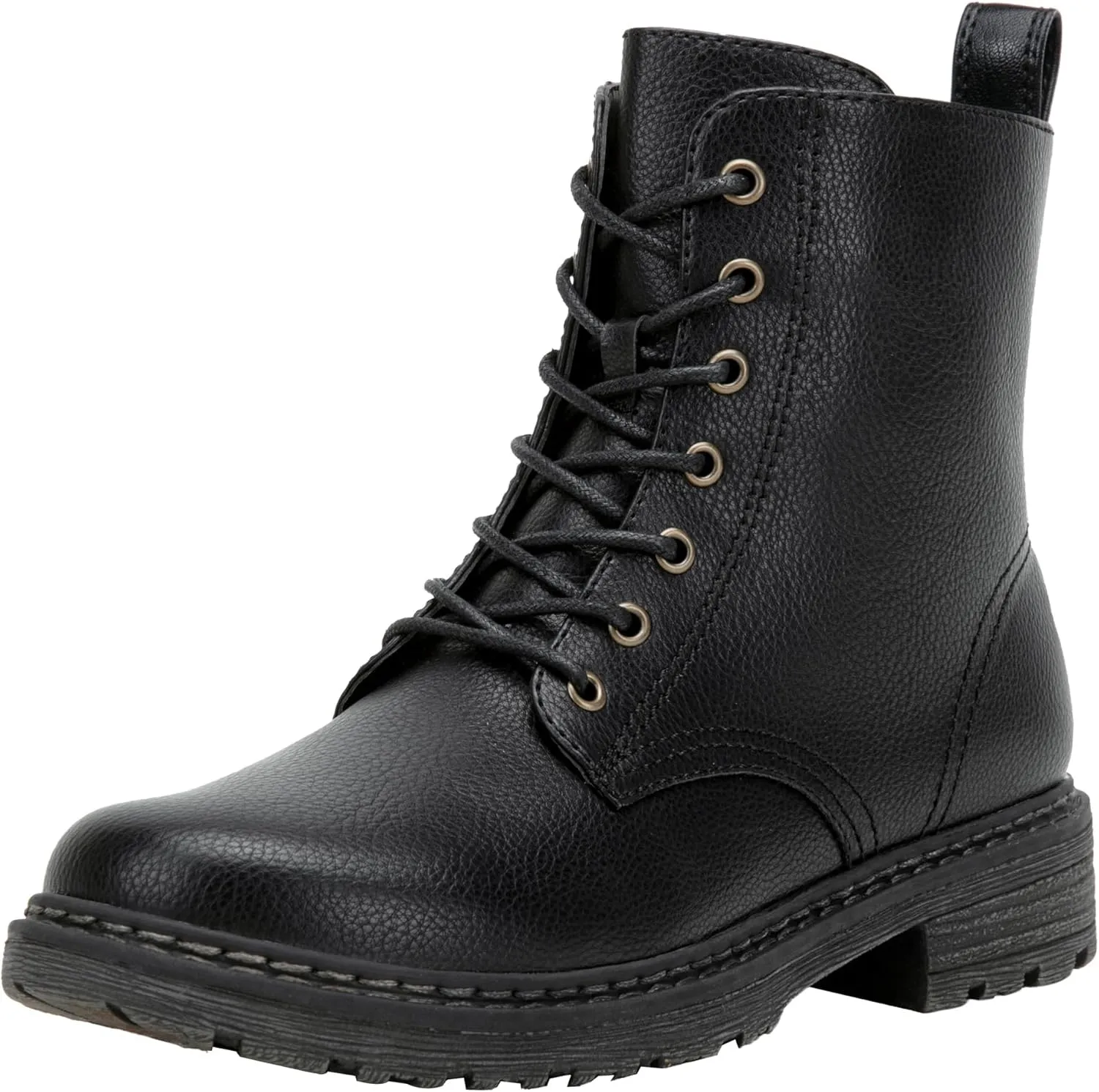 Vepose Womens Combat Ankle Boots Lace up Classic Short Low Heel Zipper 9623 Booties