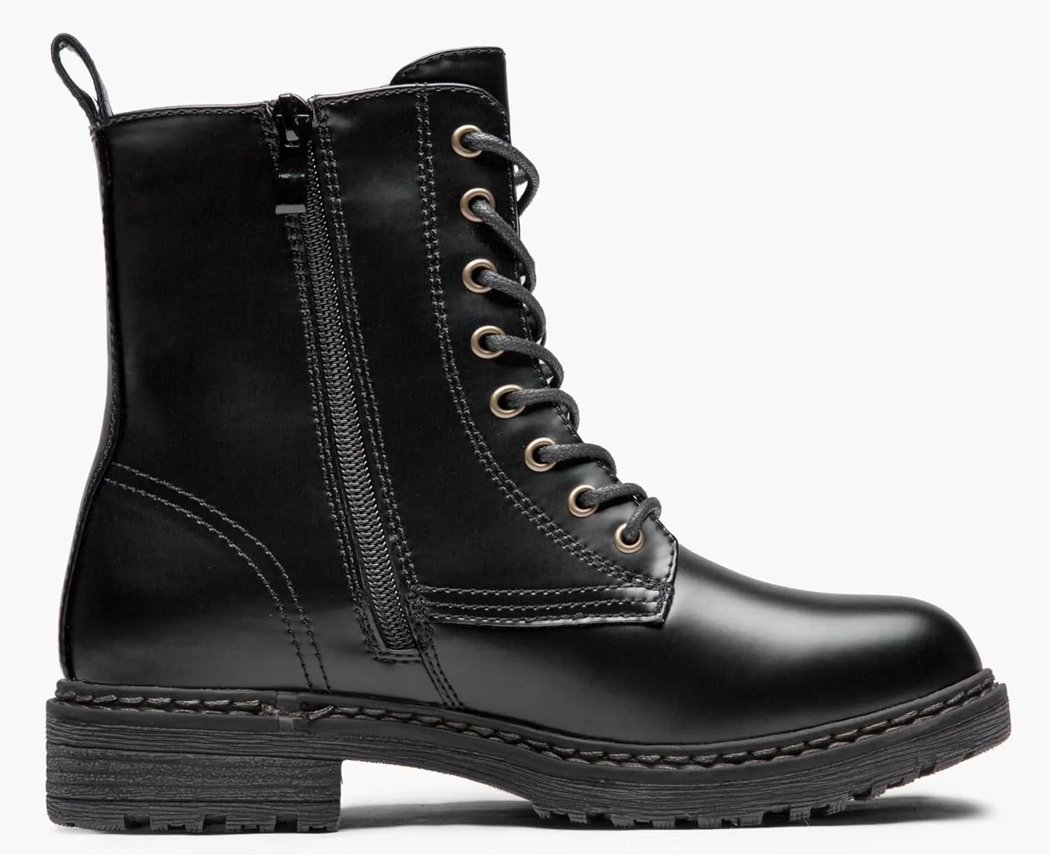 Vepose Womens Combat Ankle Boots Lace up Classic Short Low Heel Zipper 9623 Booties