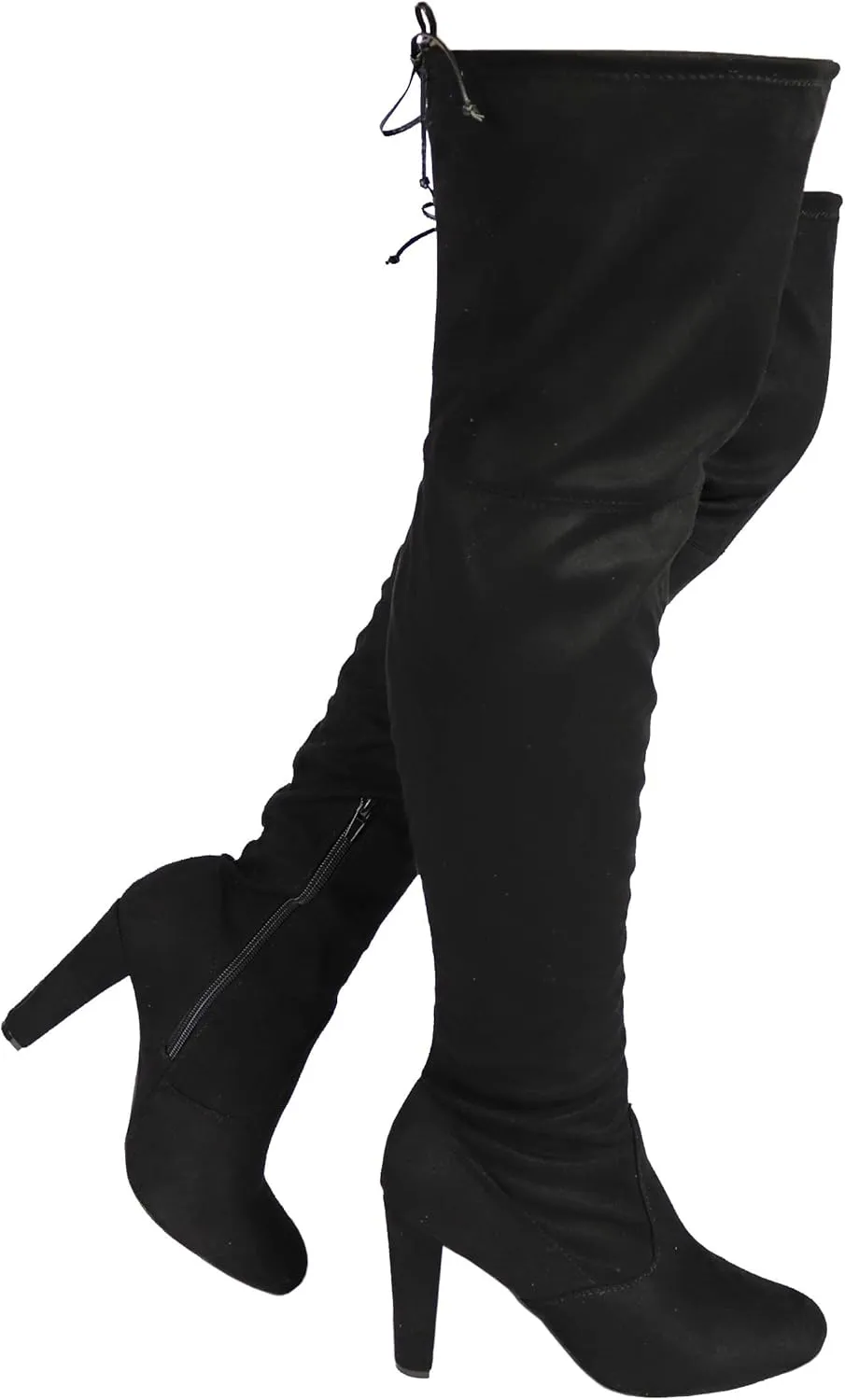 Wild Diva Women's Over The Knee Boot - Sexy Over The Knee High Pullon Boot - Trendy Low Block Heel Shoe - Comfortable - Wide Calf & Regular FIT
