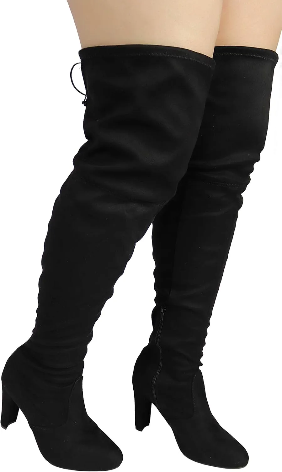 Wild Diva Women's Over The Knee Boot - Sexy Over The Knee High Pullon Boot - Trendy Low Block Heel Shoe - Comfortable - Wide Calf & Regular FIT