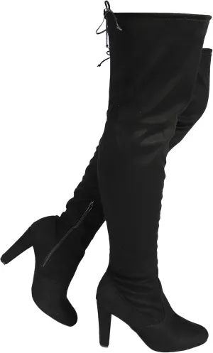 Wild Diva Women's Over The Knee Boot - Sexy Over The Knee High Pullon Boot - Trendy Low Block Heel Shoe - Comfortable - Wide Calf & Regular FIT