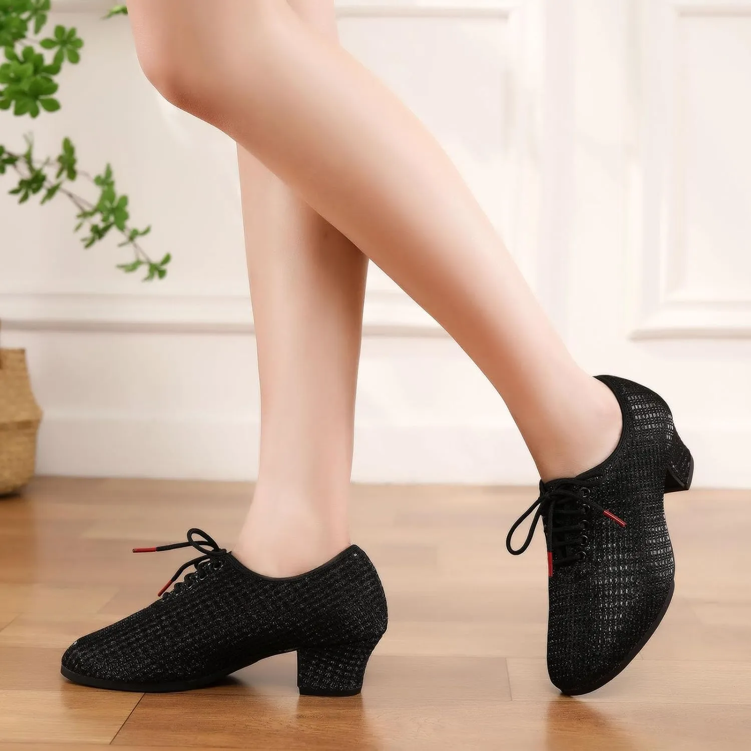 Women's Ballroom Dance Shoes Low Heel Lace up Closed Toe Salsa Teaching Professional Latin Practice Dancing Shoes,Model LHD-301-3cm Heel
