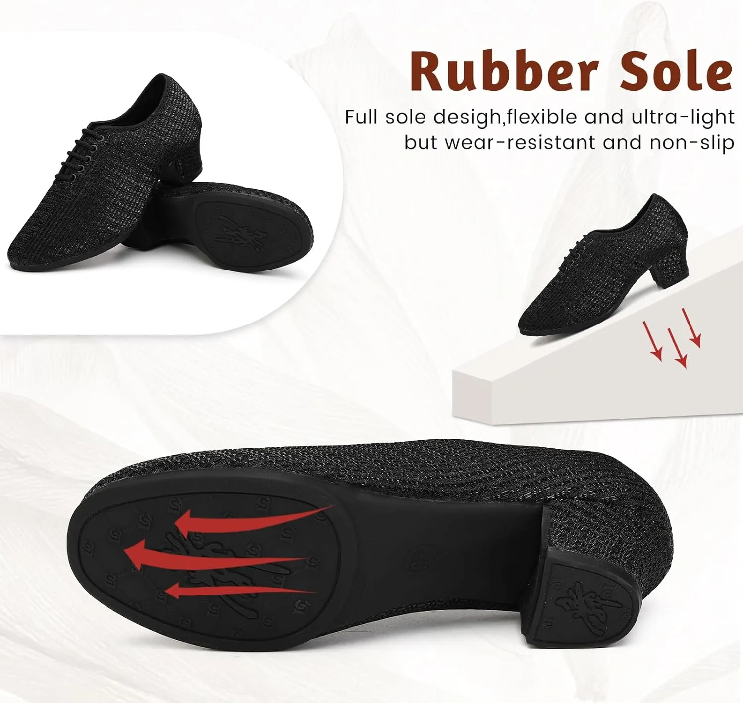 Women's Ballroom Dance Shoes Low Heel Lace up Closed Toe Salsa Teaching Professional Latin Practice Dancing Shoes,Model LHD-301-3cm Heel