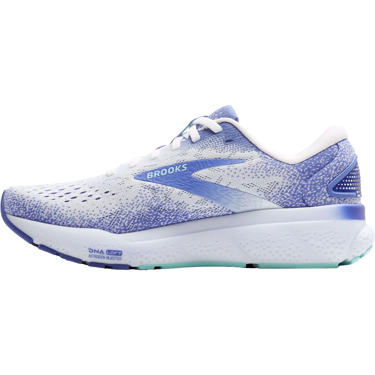 Women's Brooks Ghost 16 White/Amparo Blue/Limpet Shell Mesh