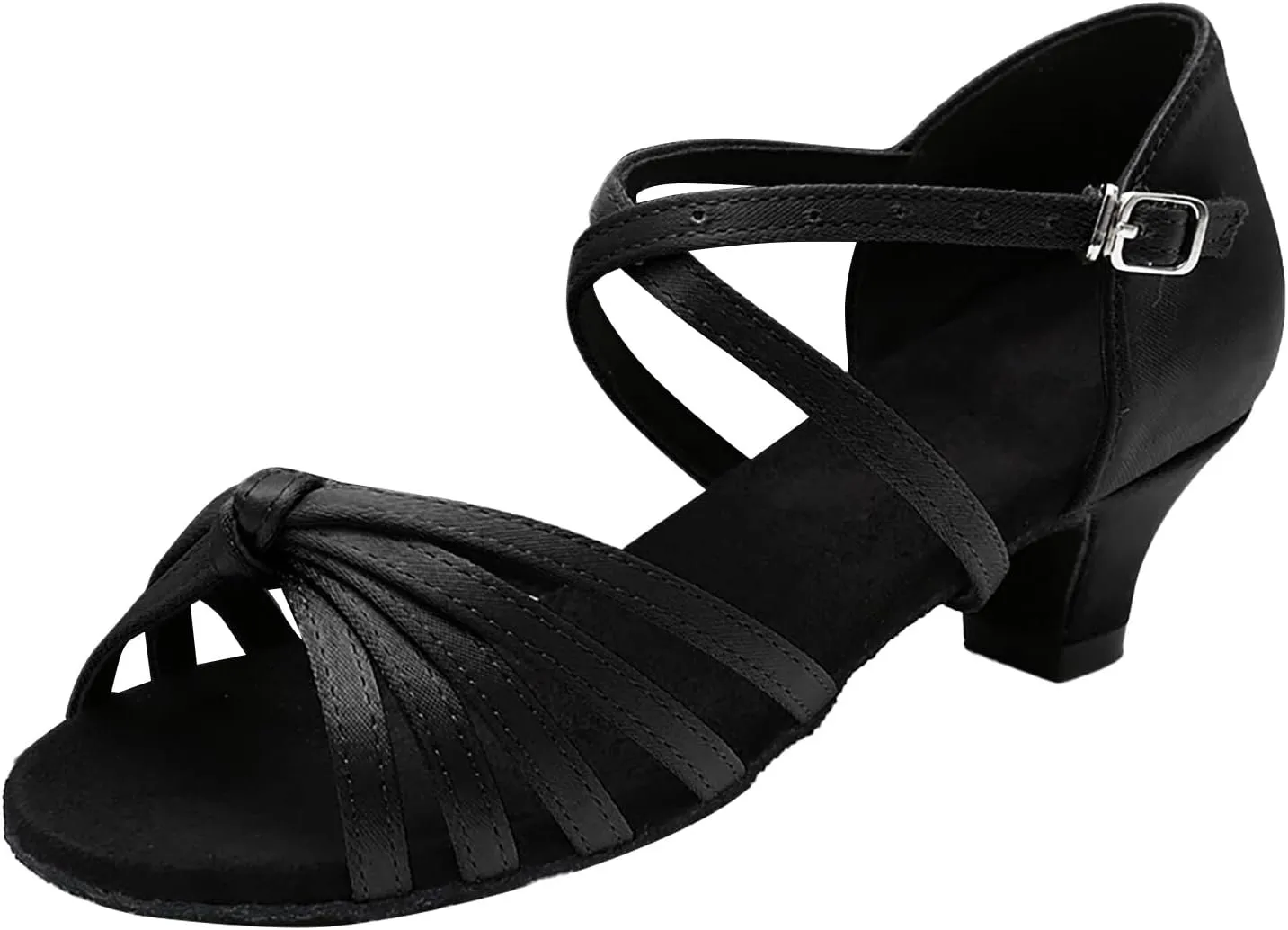 Women's Dance Shoes Ankle Strap Latin Dancing Heels Fashion Soft Sole Comfortable Ballroom Wedding Dancing (Black, 8.5)