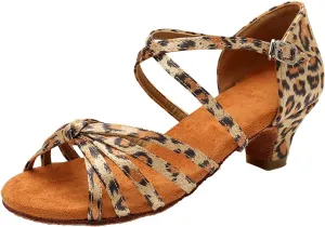Women's Dance Shoes Ankle Strap Latin Dancing Heels Fashion Soft Sole Comfortable Ballroom Wedding (Rose Gold, 7.5)
