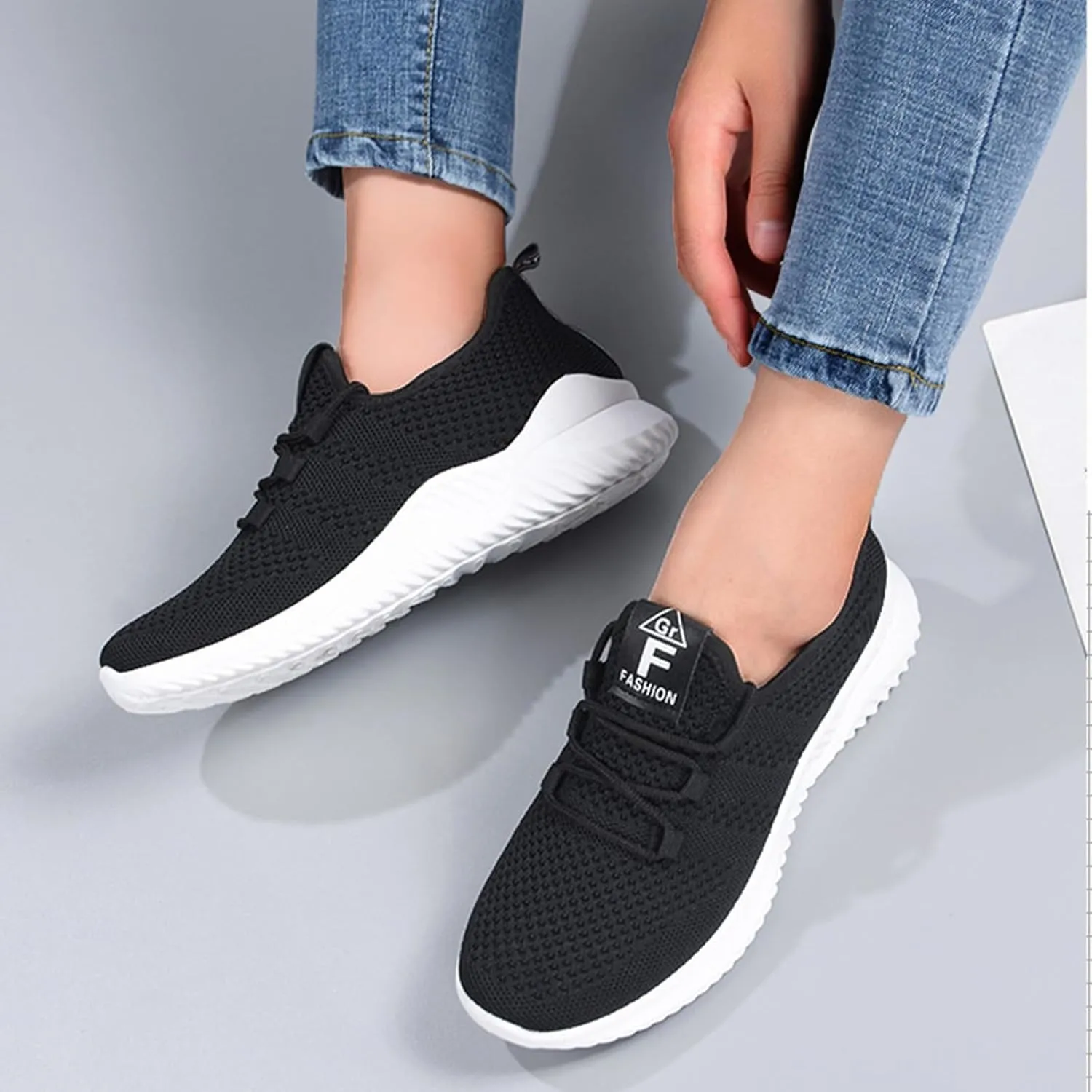 Womens Walking Shoes Lightweight Running Shoes Wide Toe Box Sneaker Arch Support Athletic Slip On Mesh Workout Casual Sports Shoe Tennis Sneakers Breathable & Comfortable