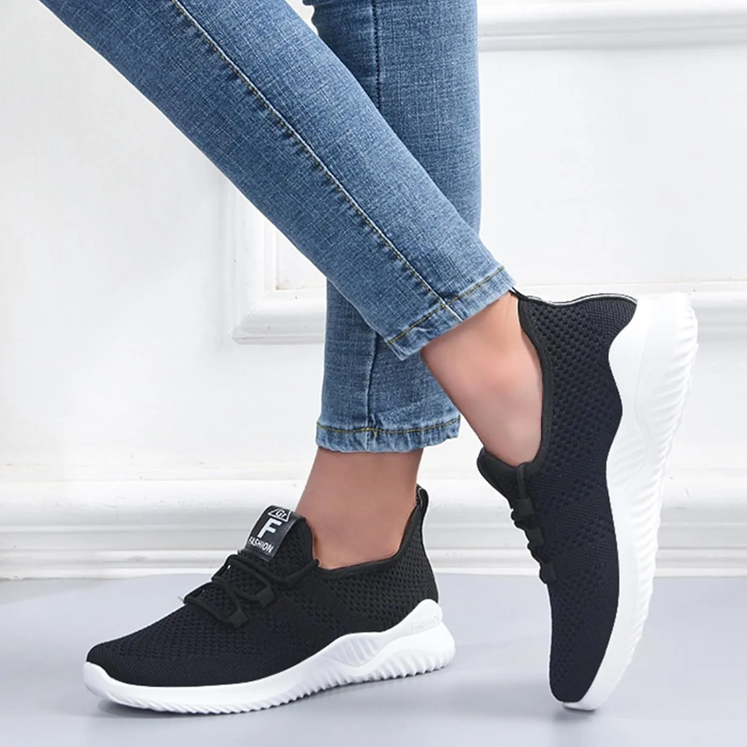 Womens Walking Shoes Lightweight Running Shoes Wide Toe Box Sneaker Arch Support Athletic Slip On Mesh Workout Casual Sports Shoe Tennis Sneakers Breathable & Comfortable
