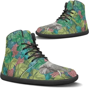 Women's Wide Toe Box Barefoot Shoes Lightweight Zero Drop Shoes Comfort High Top Casual Boots PU Leather Fashion Sneakers Size 6-13.5
