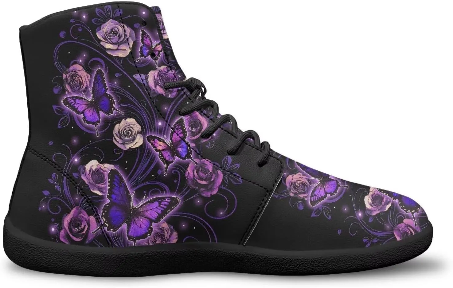Women's Wide Toe Box Barefoot Shoes Lightweight Zero Drop Shoes Comfort High Top Casual Boots PU Leather Fashion Sneakers Size 6-13.5