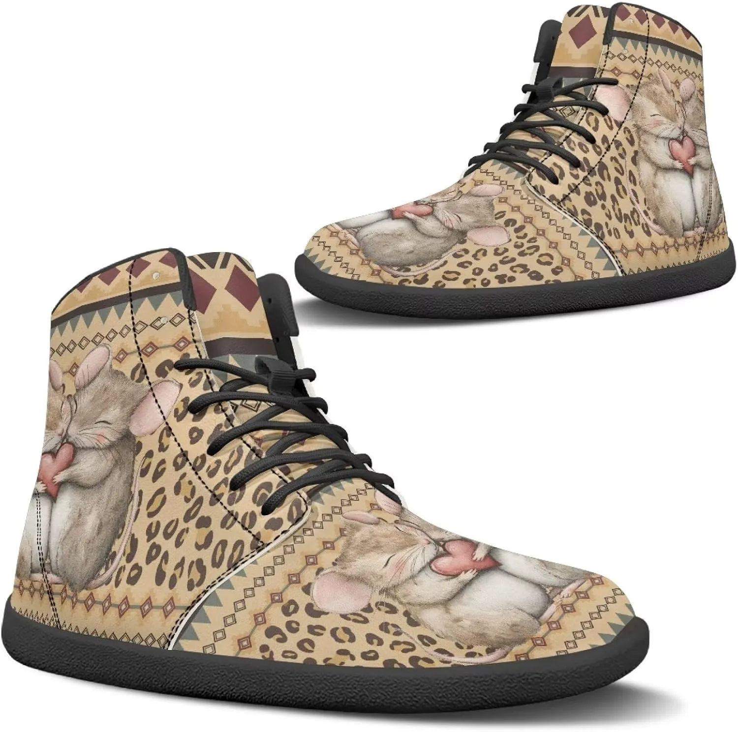 Women's Wide Toe Box Barefoot Shoes Lightweight Zero Drop Shoes Comfort High Top Casual Boots PU Leather Fashion Sneakers Size 6-13.5