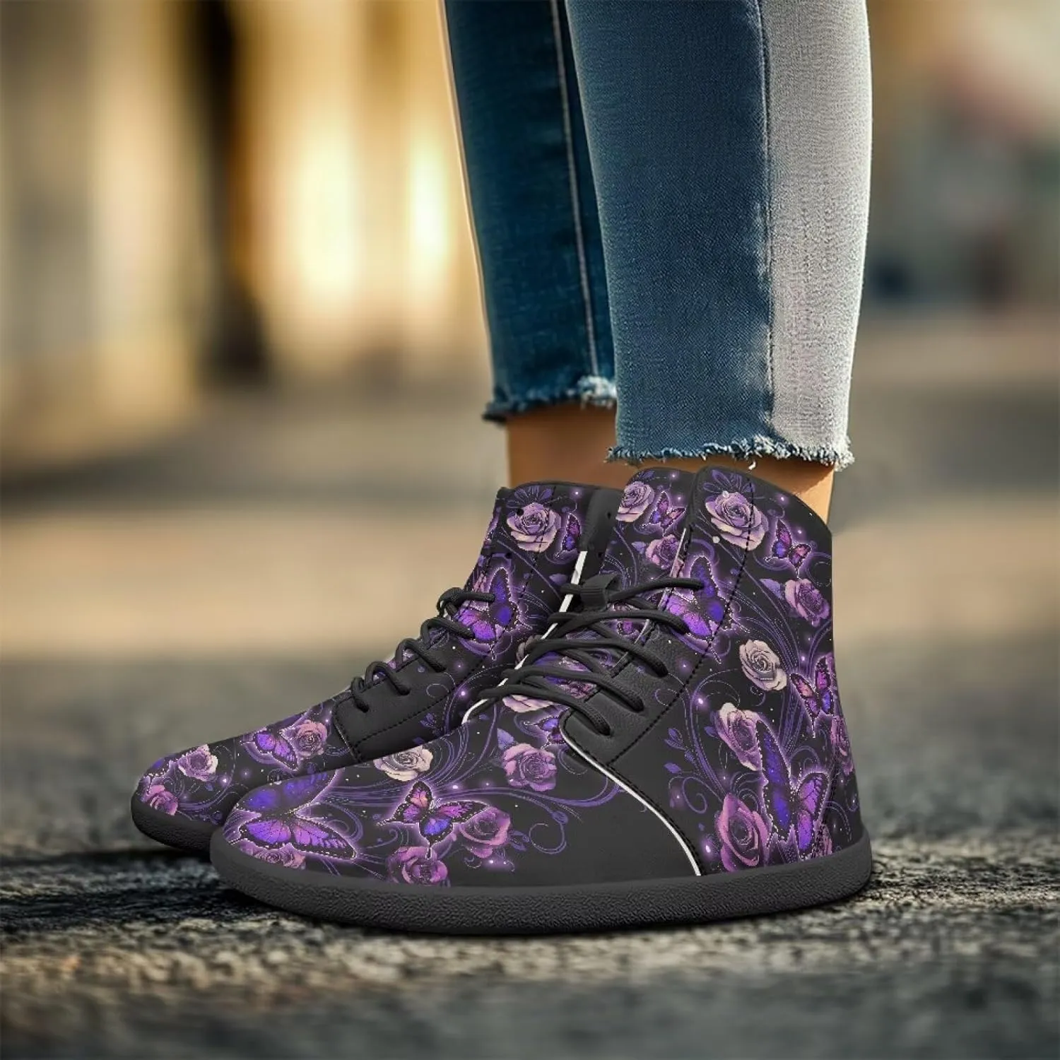 Women's Wide Toe Box Barefoot Shoes Lightweight Zero Drop Shoes Comfort High Top Casual Boots PU Leather Fashion Sneakers Size 6-13.5