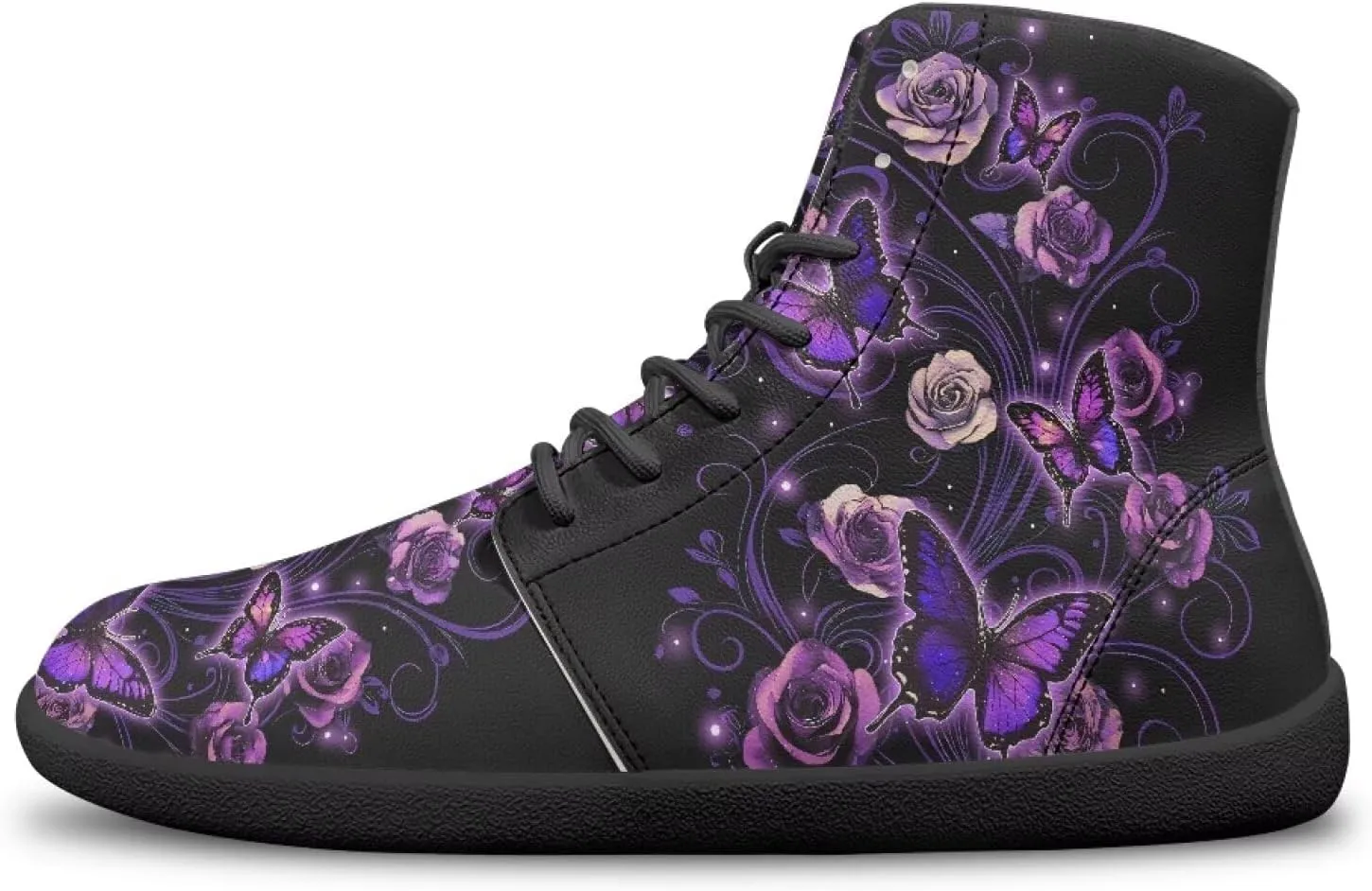 Women's Wide Toe Box Barefoot Shoes Lightweight Zero Drop Shoes Comfort High Top Casual Boots PU Leather Fashion Sneakers Size 6-13.5