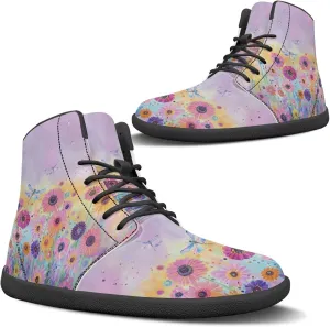 Women's Wide Toe Box Barefoot Shoes Lightweight Zero Drop Shoes Comfort High Top Casual Boots PU Leather Fashion Sneakers Size 6-13.5