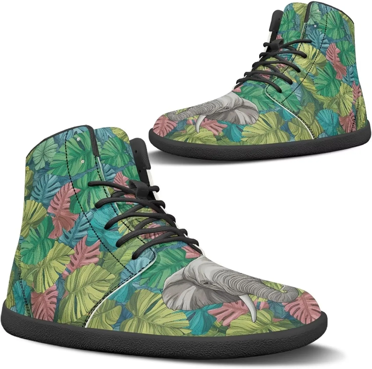Women's Wide Toe Box Barefoot Shoes Lightweight Zero Drop Shoes Comfort High Top Casual Boots PU Leather Fashion Sneakers Size 6-13.5