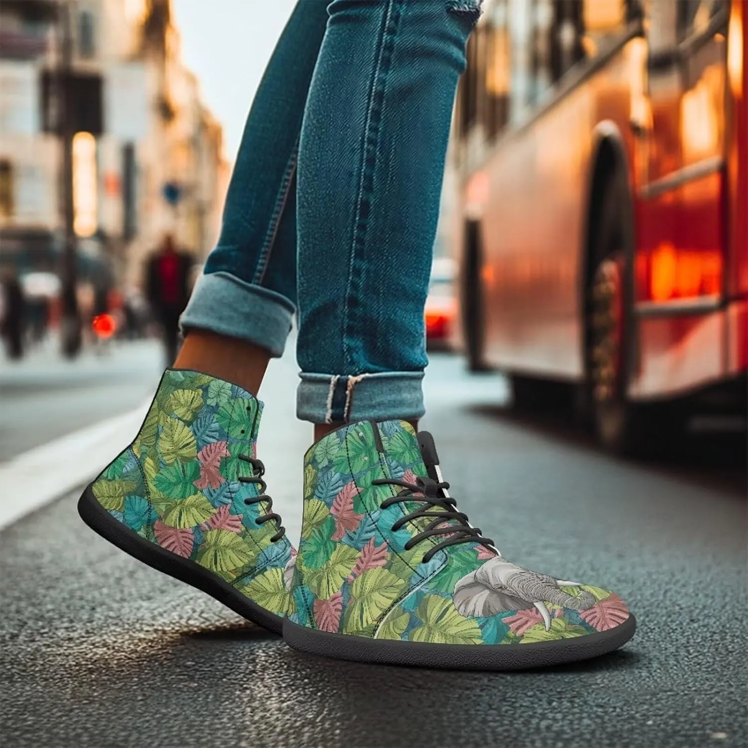 Women's Wide Toe Box Barefoot Shoes Lightweight Zero Drop Shoes Comfort High Top Casual Boots PU Leather Fashion Sneakers Size 6-13.5