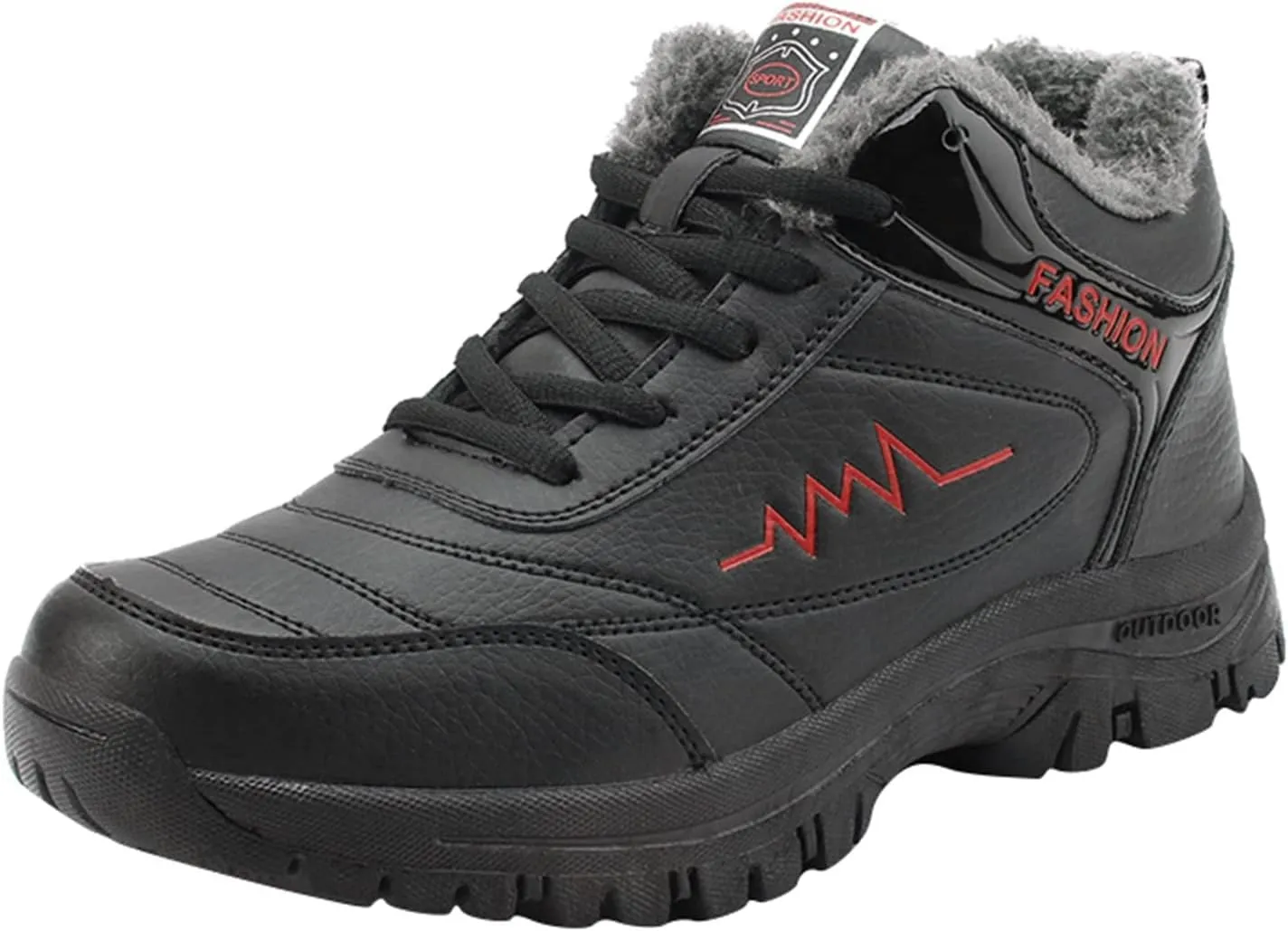 Work Boots for Men Waterproof Hiking Sneakers Warm Fur Lined Workout Shoes for Women Nonslip Lightweight Outdoor Botas Mid Ankle Work Casual Hike Grounded Footwear