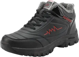 Work Boots for Men Waterproof Hiking Sneakers Warm Fur Lined Workout Shoes for Women Nonslip Lightweight Outdoor Botas Mid Ankle Work Casual Hike Grounded Footwear