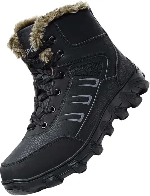 Work Boots for Men Waterproof Hiking Sneakers Zip Up Fur Lined Women's Safety Shoes Food Service Outdoor Botas Waterproof Soft Toe Work Hike Grounded Footwear