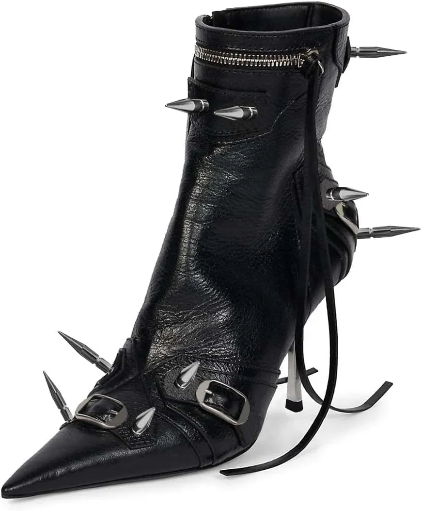 XYD Women's Pointed Toe Ankle Boots, Classic Stilettos High Heels, Zipper Side, Fashion Dress Office Lady Solid Color Booties Shoes