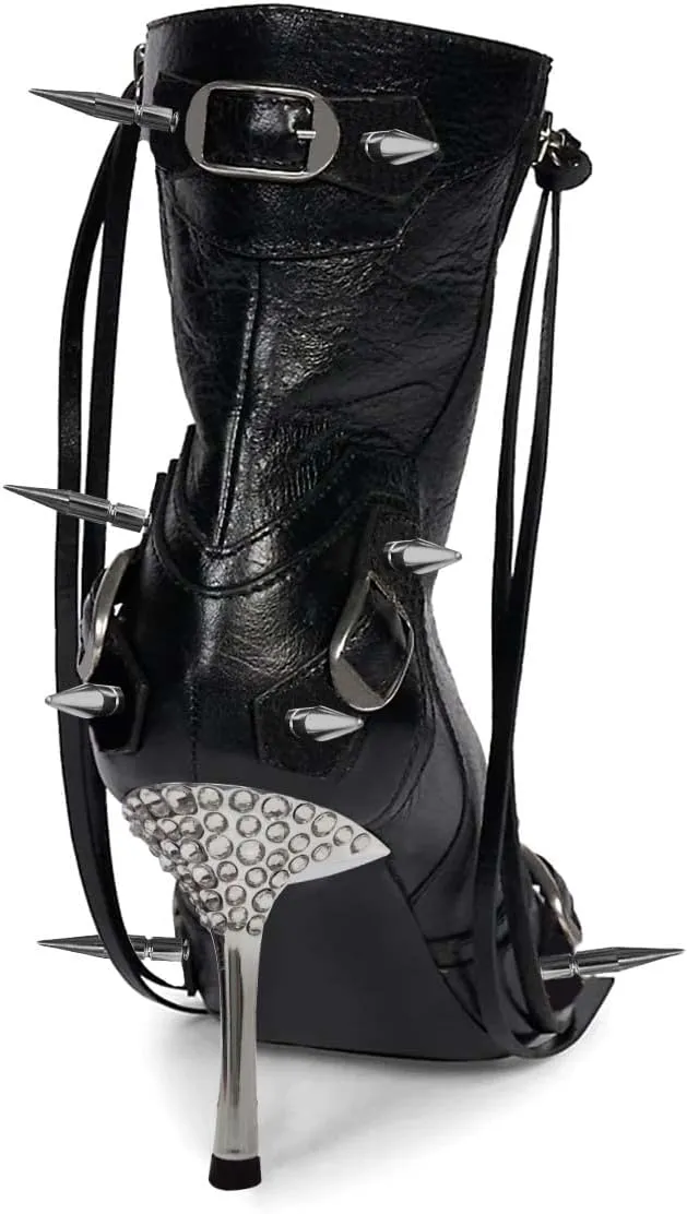 XYD Women's Pointed Toe Ankle Boots, Classic Stilettos High Heels, Zipper Side, Fashion Dress Office Lady Solid Color Booties Shoes