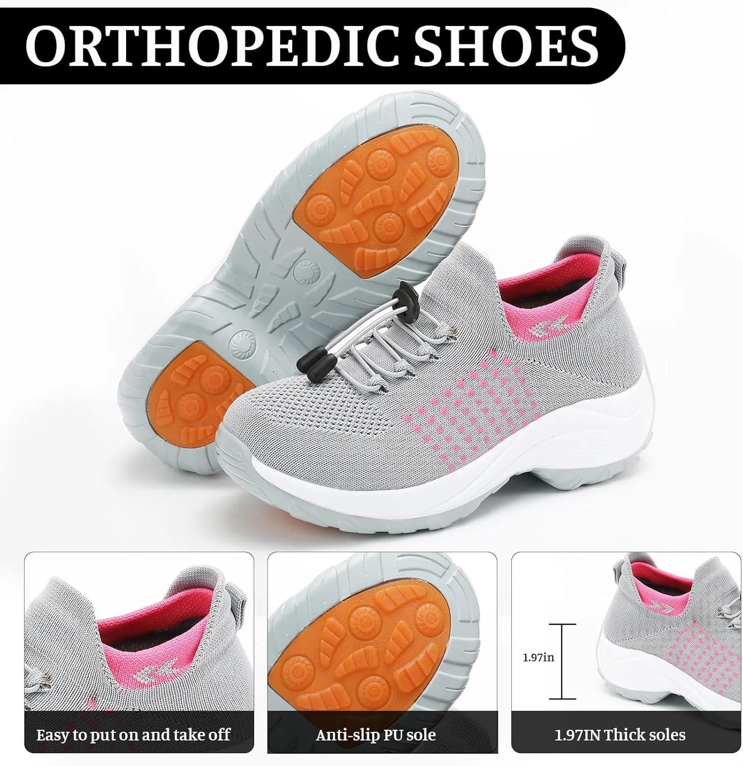 ZWRXW Orthowear Shoes for Women Men with Arch Support,Breathable Fashion Orthopedic Sneakers,Outdoor Casual Lightweight Comfort Wear Shoes for Hiking Walking
